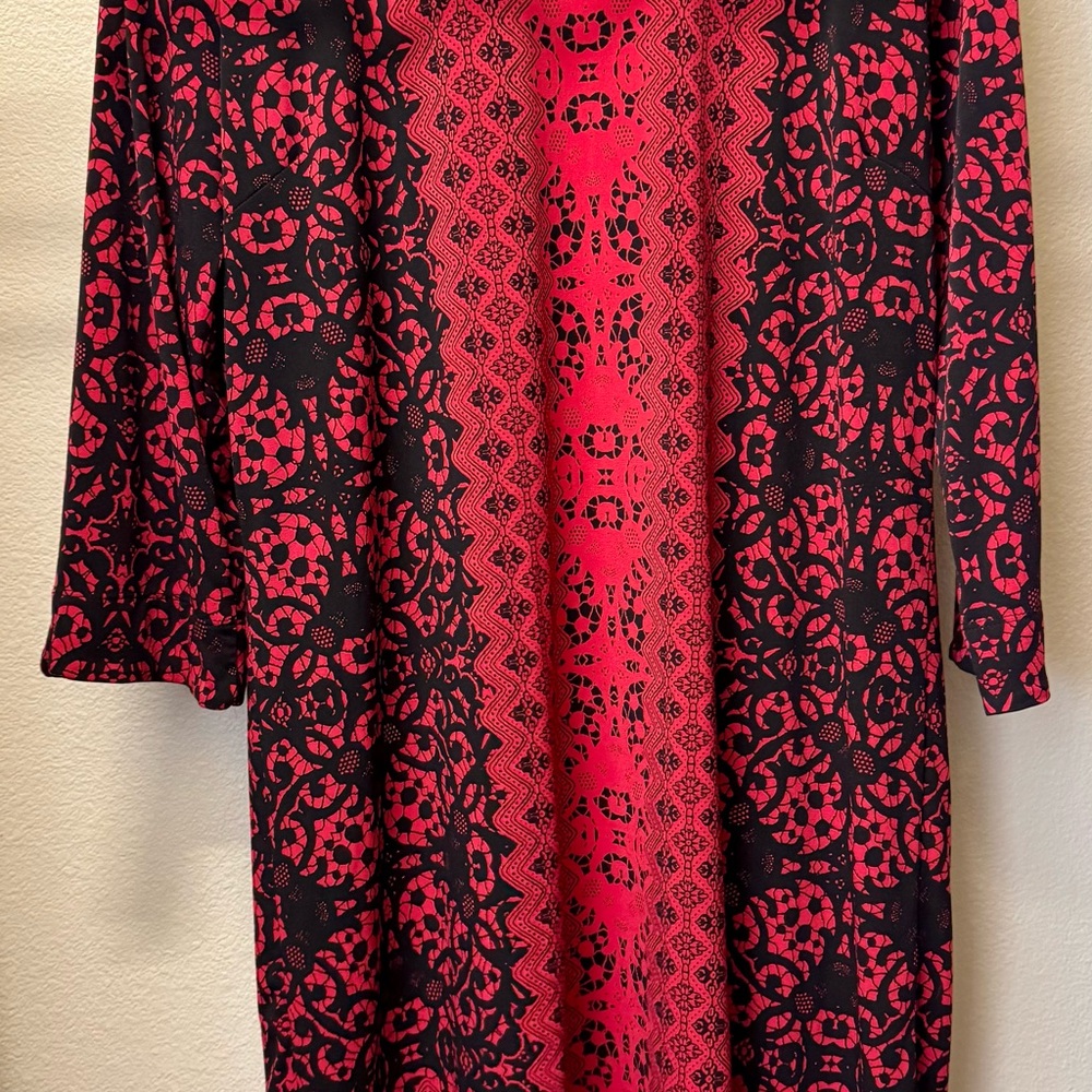 Red and Black Patterned Dress